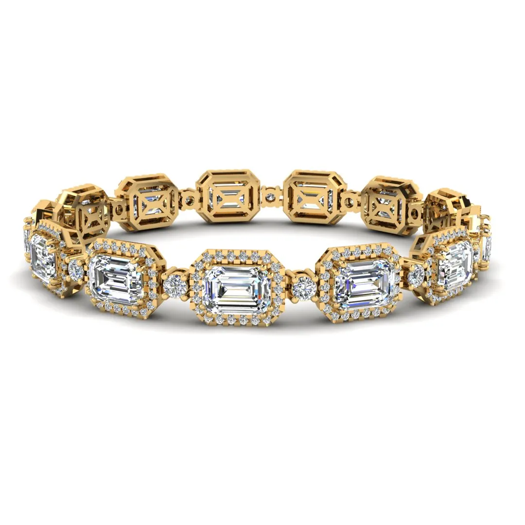 Emerald Shape Halo 14 Carat Diamond Bracelet BRHAEM