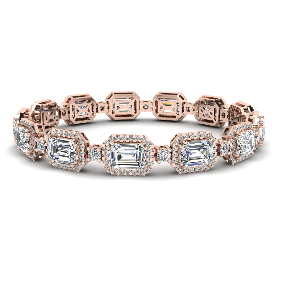 Emerald Shape Halo 14 Carat Diamond Bracelet BRHAEM