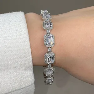 Emerald Shape Halo 14 Carat Diamond Bracelet BRHAEM
