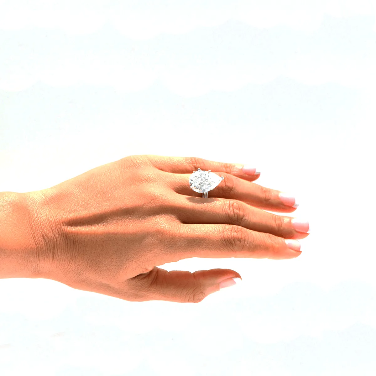 Engagement Ring - 18-Karat Pear Shaped Fifteen Carats Diamond Ring