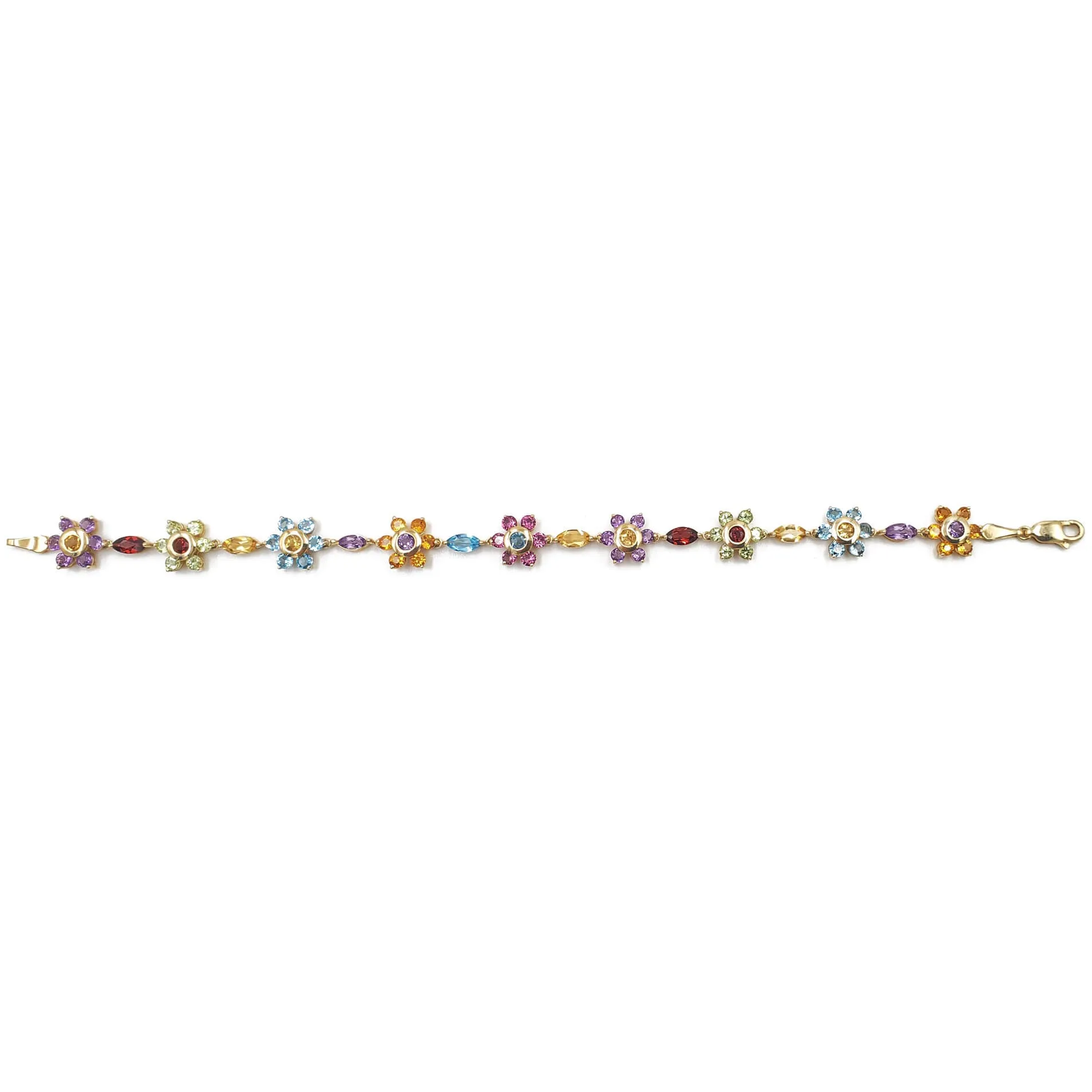Estate Ladies 14K Yellow Gold Multi-gemstone Bracelet