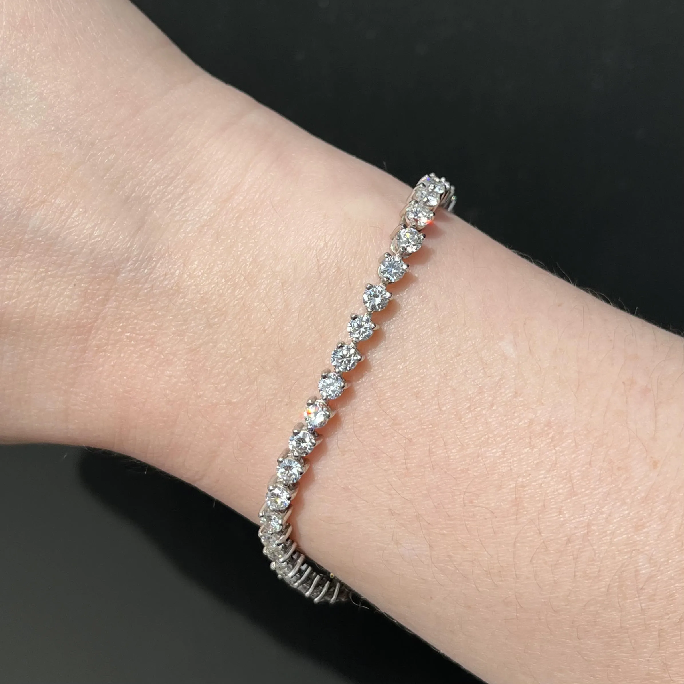 Estate Platinum 6.00 CTW Round Brilliant Cut Diamond Tennis Bracelet