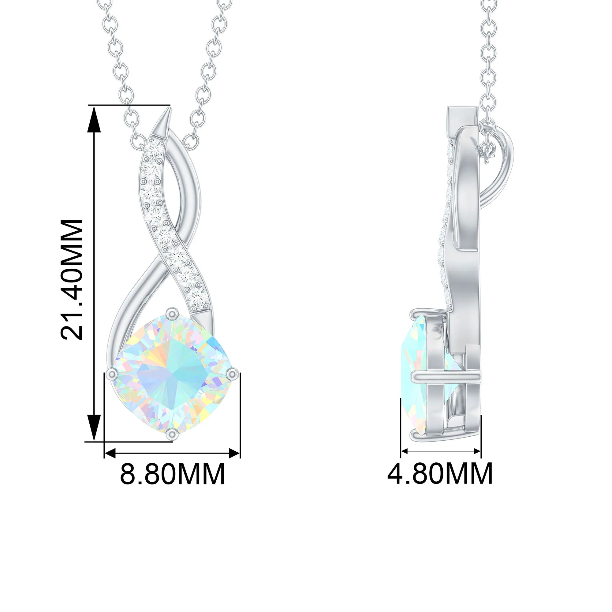 Ethiopian Opal Solitaire Infinity Pendant with Moissanite