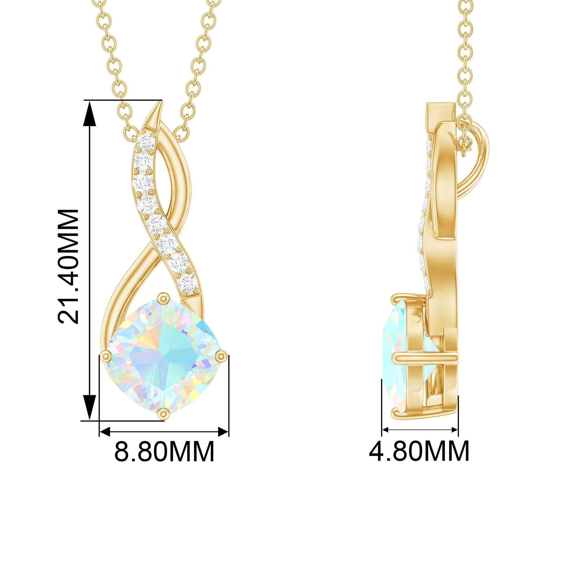 Ethiopian Opal Solitaire Infinity Pendant with Moissanite