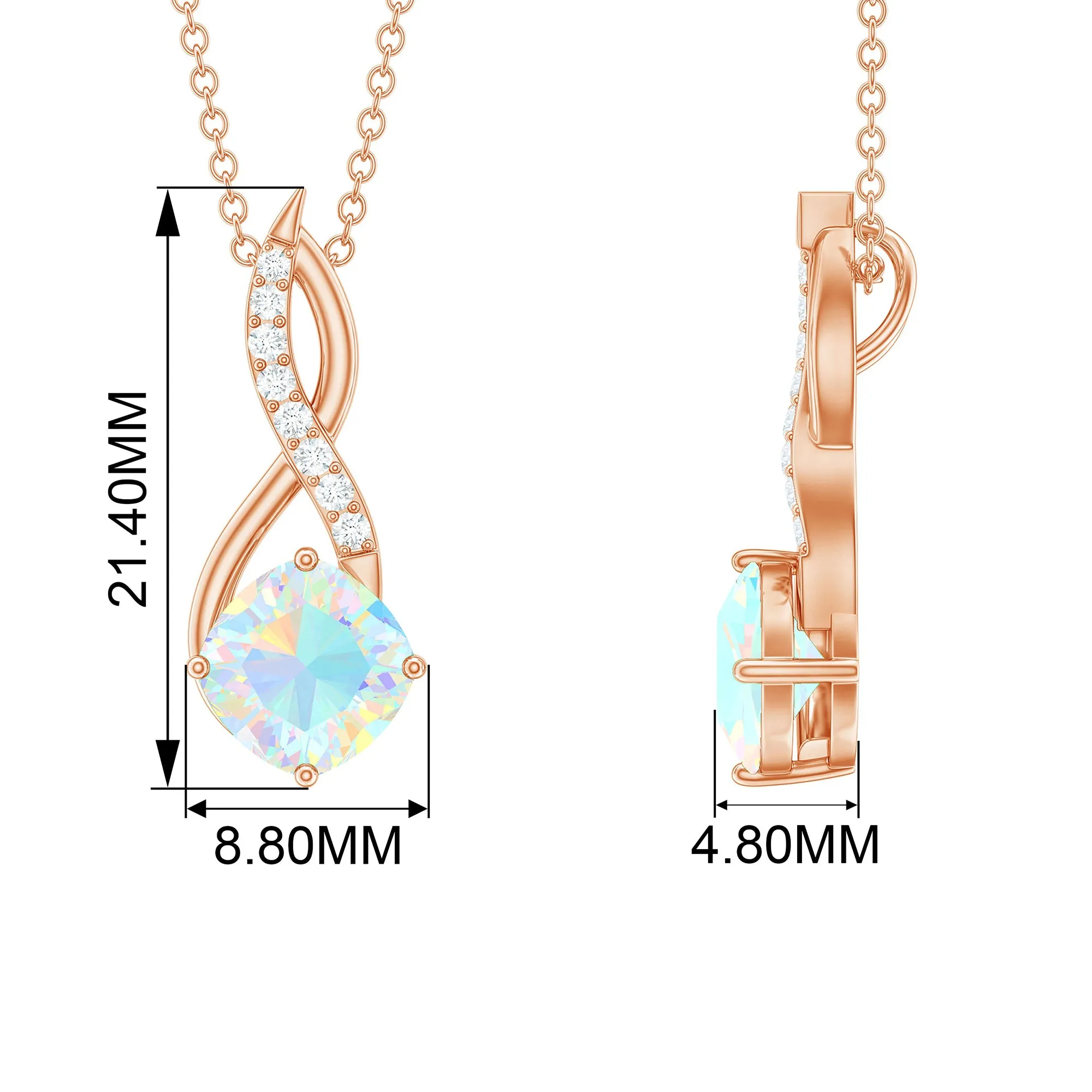 Ethiopian Opal Solitaire Infinity Pendant with Moissanite