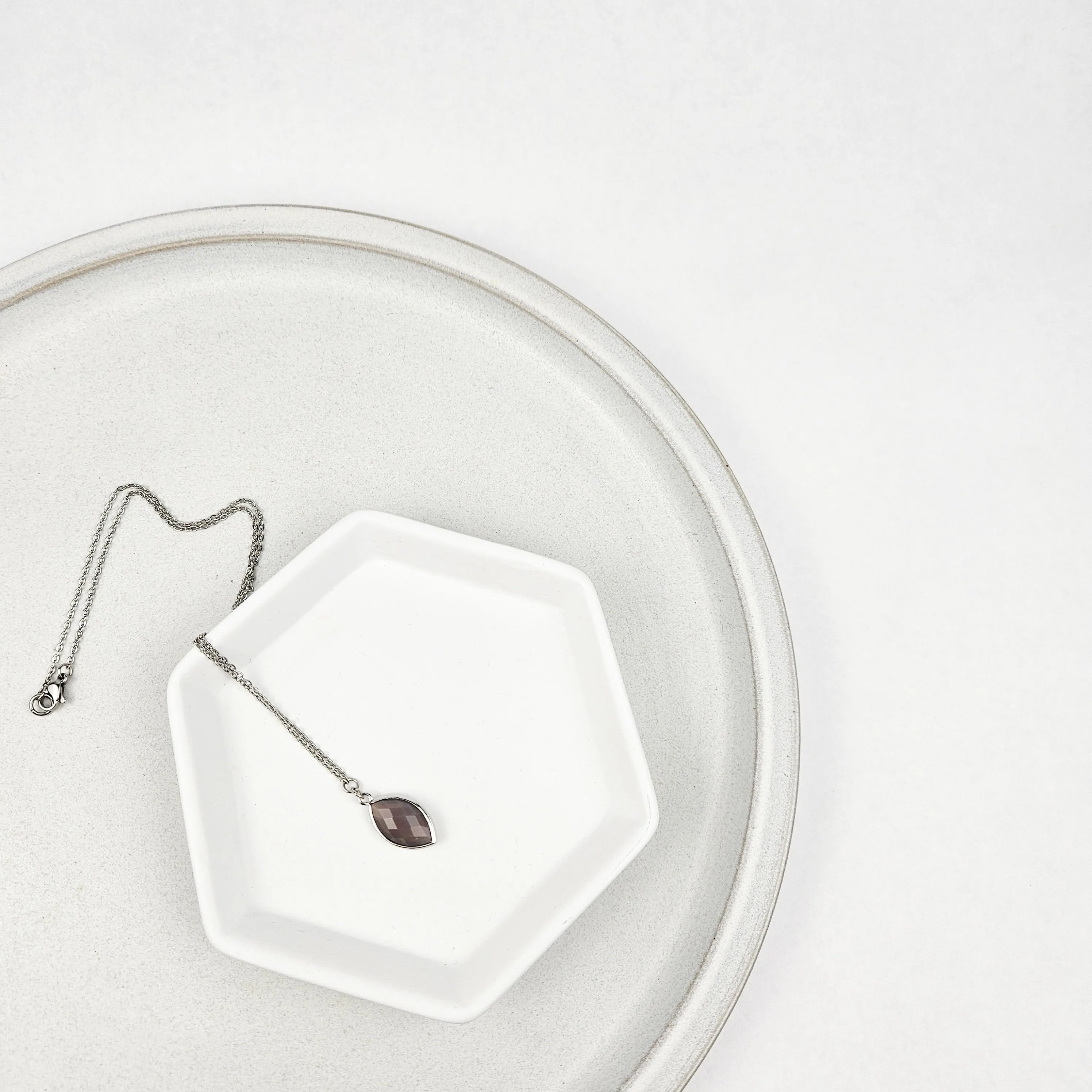 Faceted Agate Crystal Silver Necklace