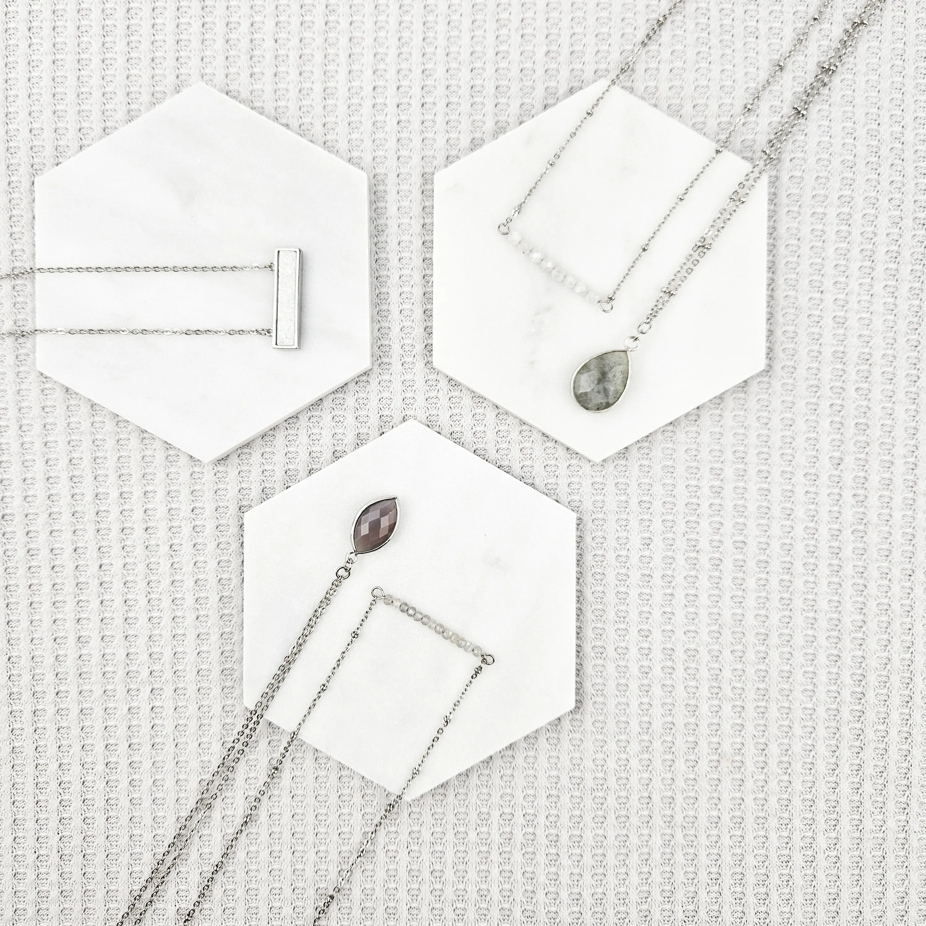 Faceted Agate Crystal Silver Necklace