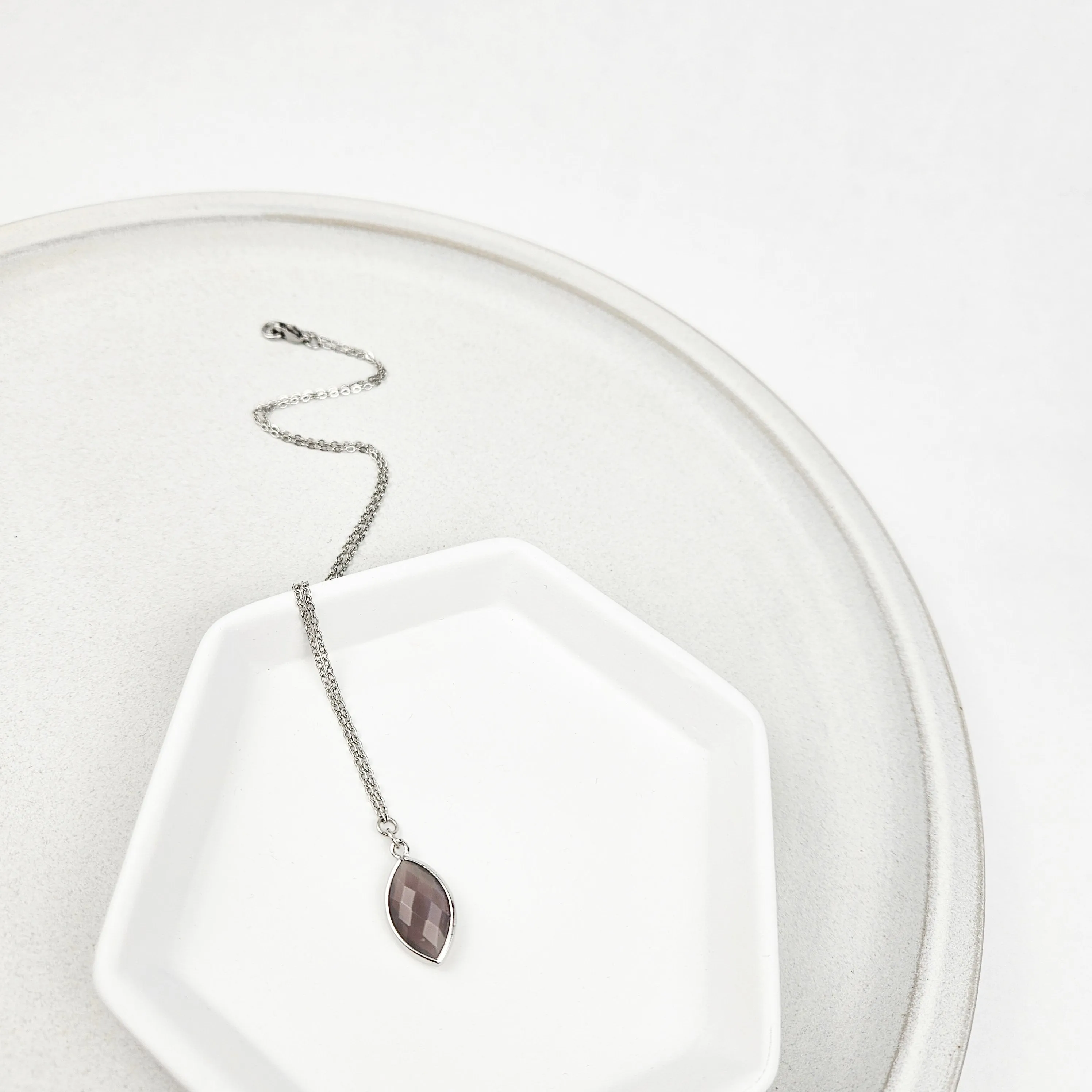Faceted Agate Crystal Silver Necklace