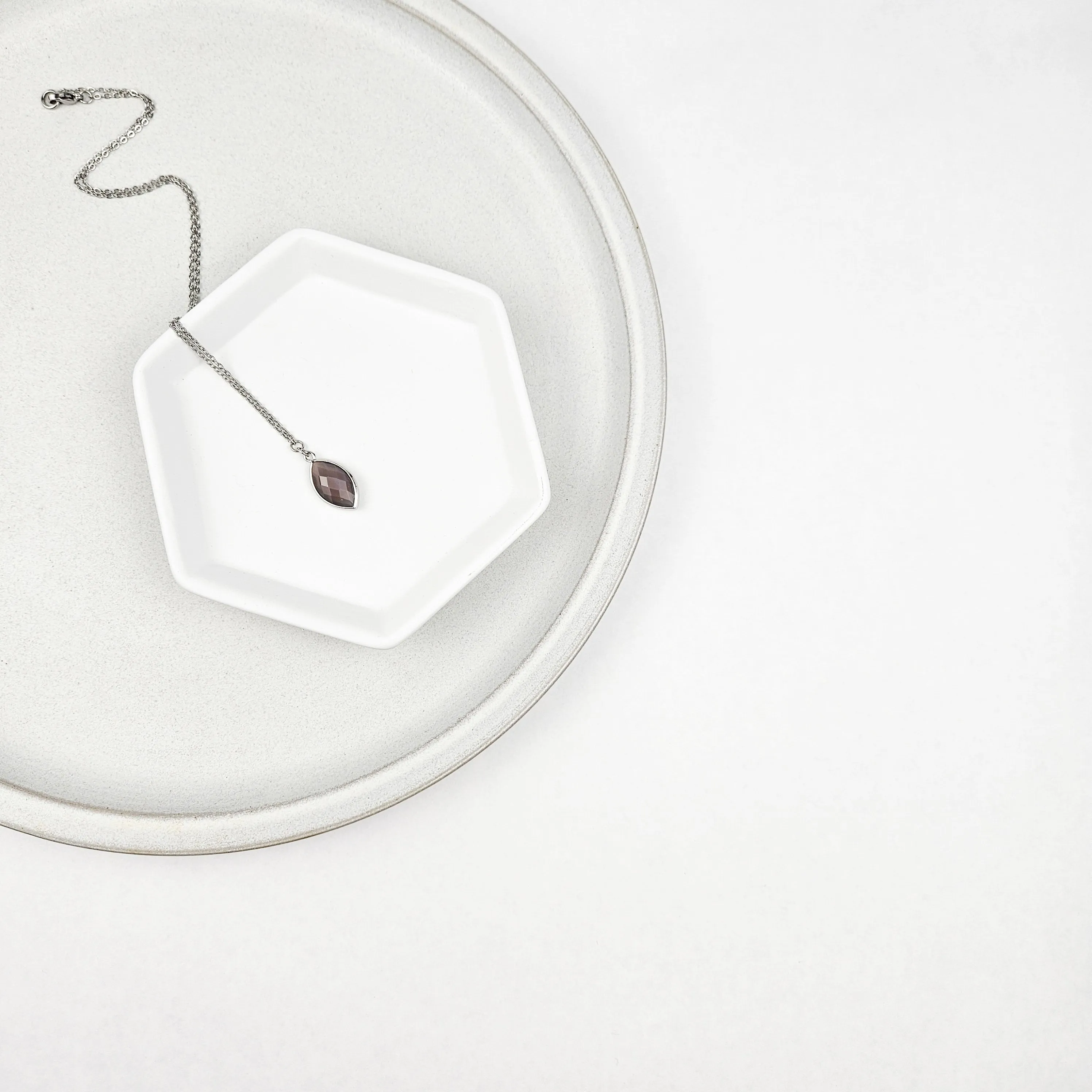 Faceted Agate Crystal Silver Necklace