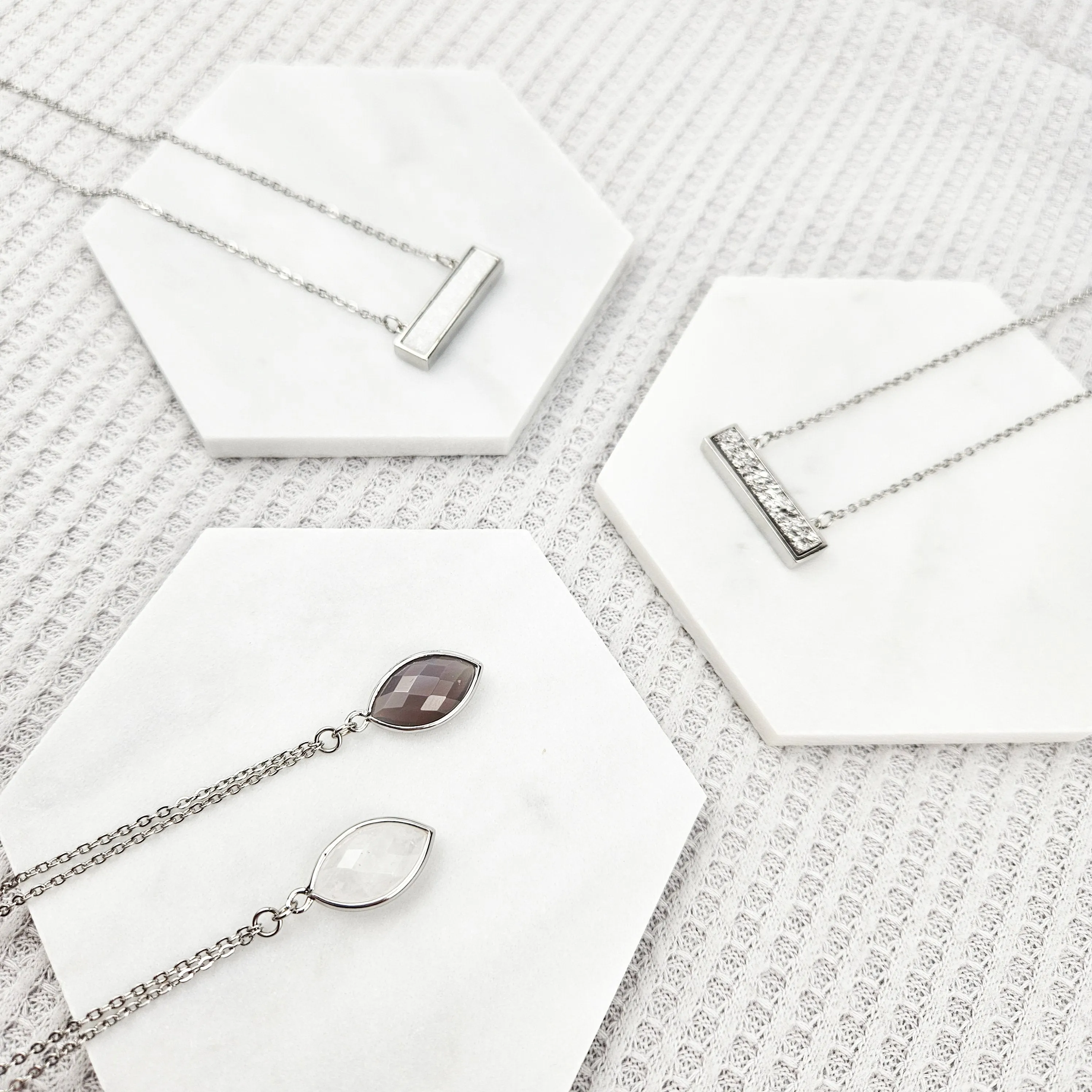 Faceted Agate Crystal Silver Necklace