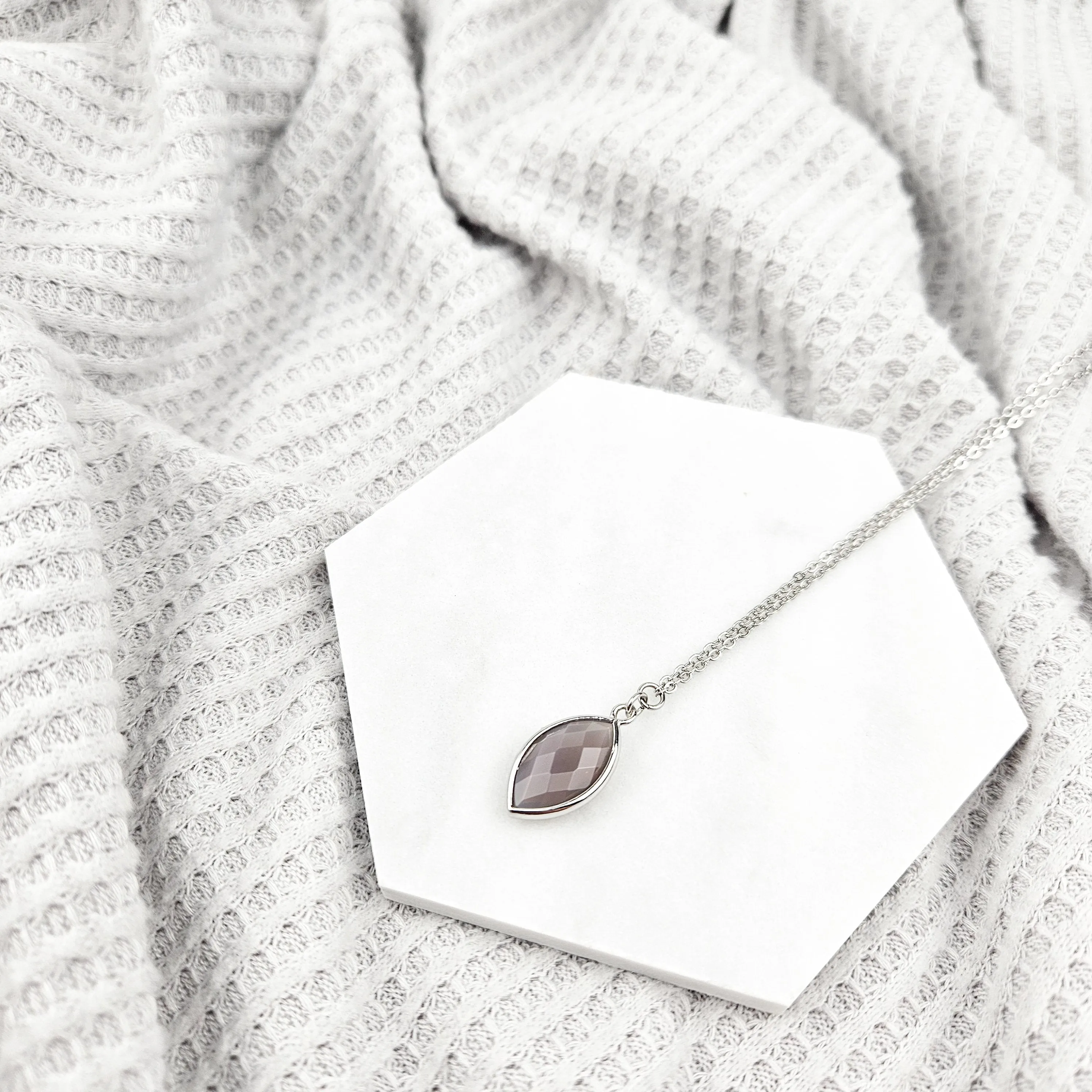 Faceted Agate Crystal Silver Necklace