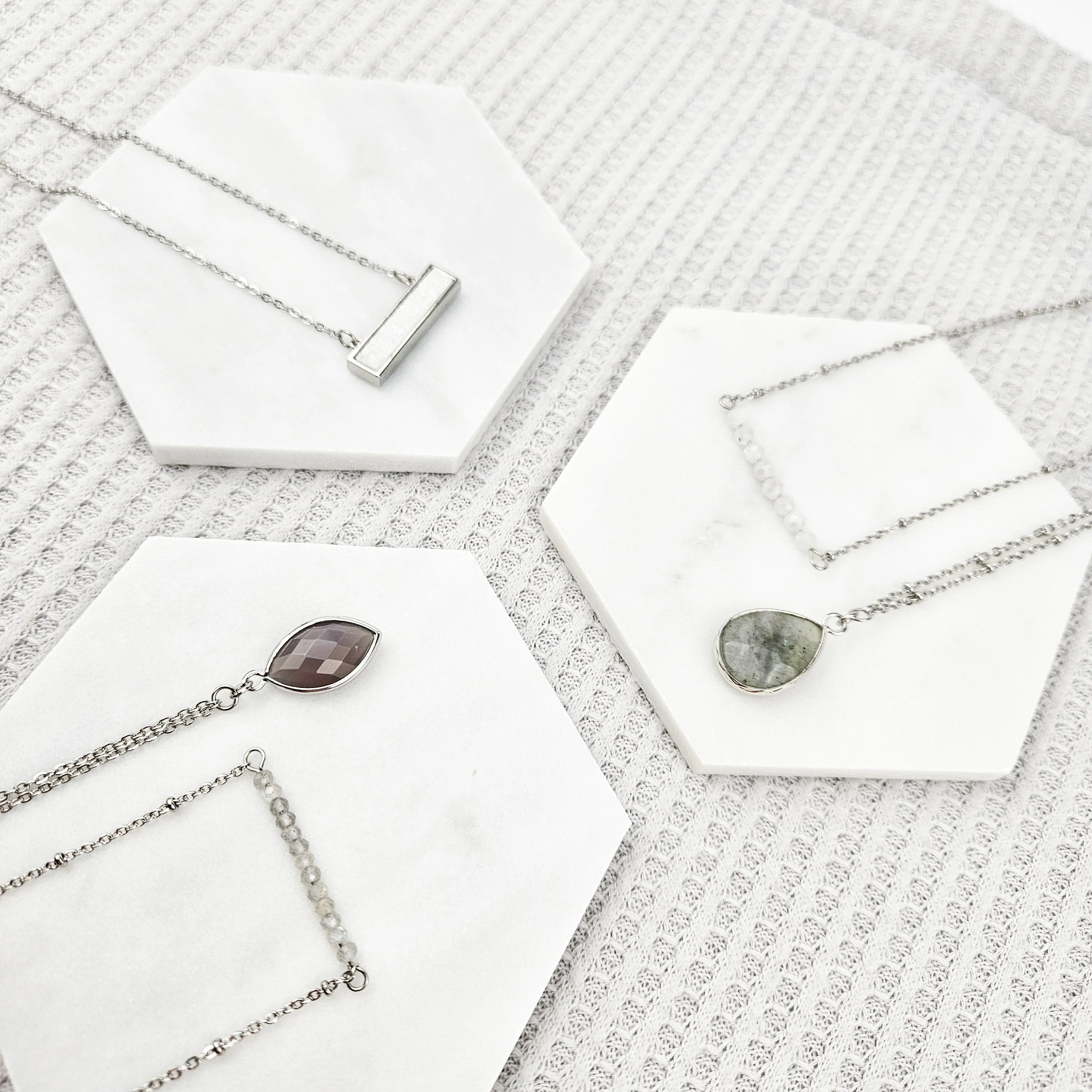 Faceted Agate Crystal Silver Necklace
