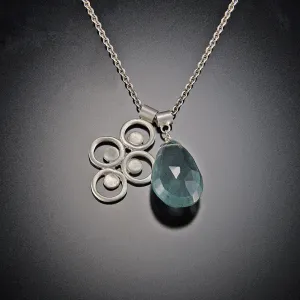 Filigree Charm Necklace with Moss Aquamarine