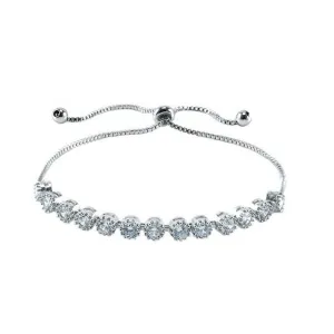 Fiona Round CZ Silver Tennis Bolo Bracelet