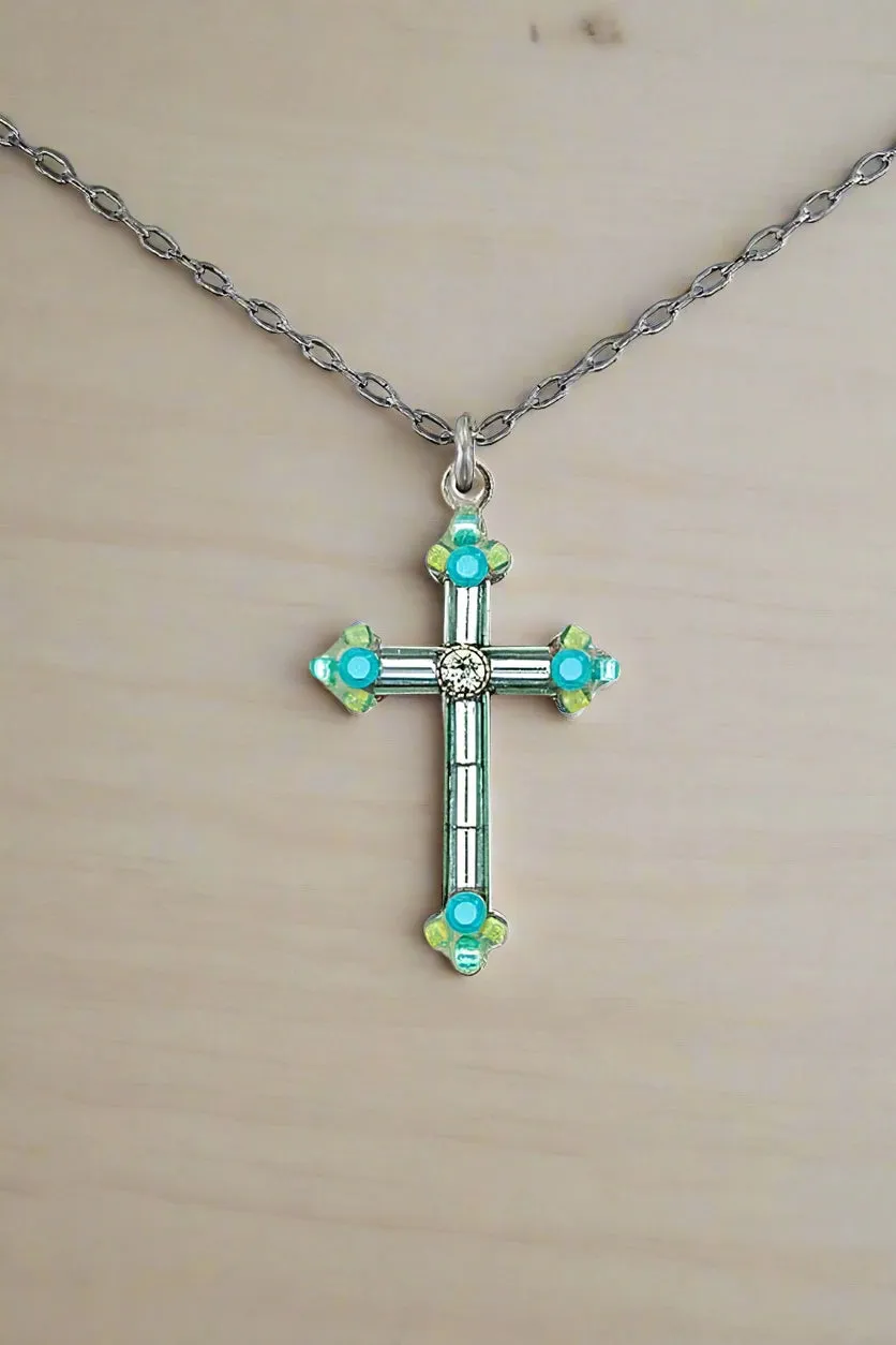 Firefly Jewelry  Simple Cross Pendant in Aquamarine 8926-AQ