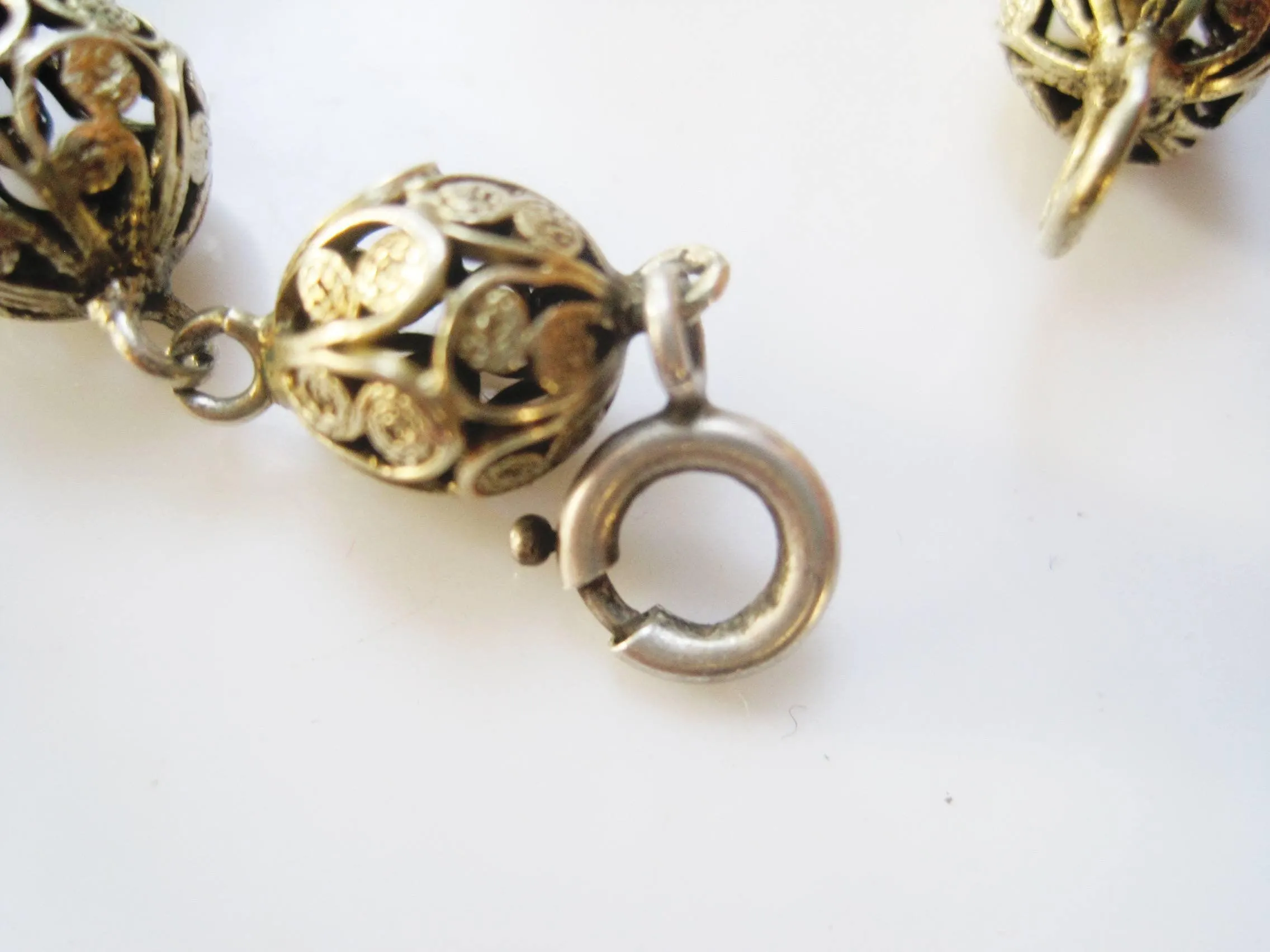 French Imported Silver Filigree Ball Bracelet