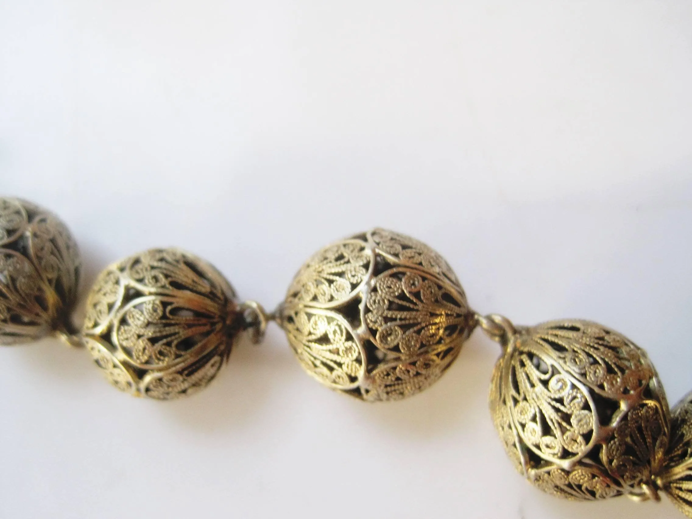 French Imported Silver Filigree Ball Bracelet