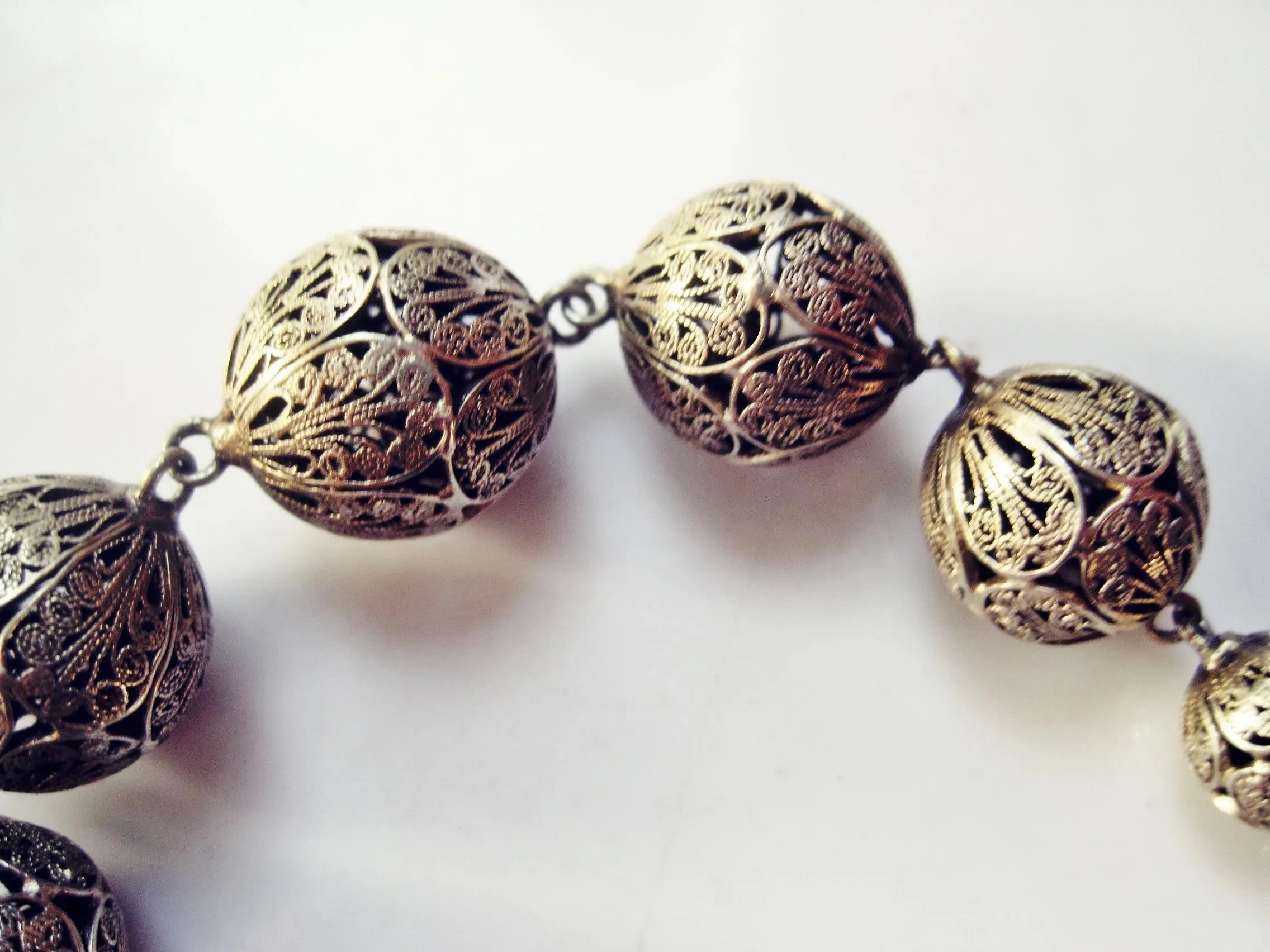 French Imported Silver Filigree Ball Bracelet