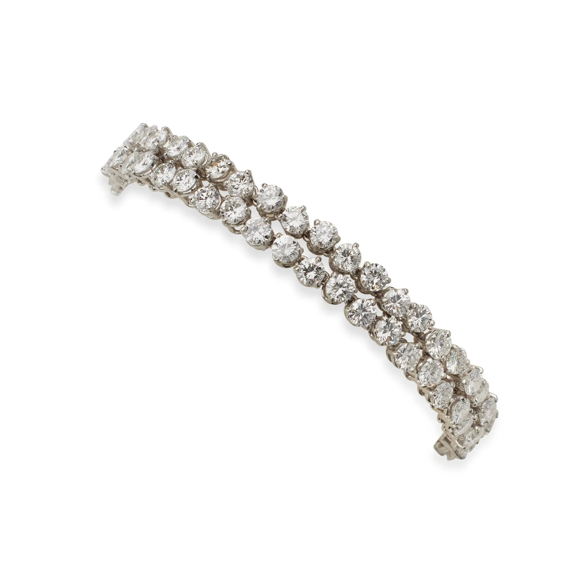 French Platinum and Diamond Double Line Bracelet, Bijouterie Bouchet