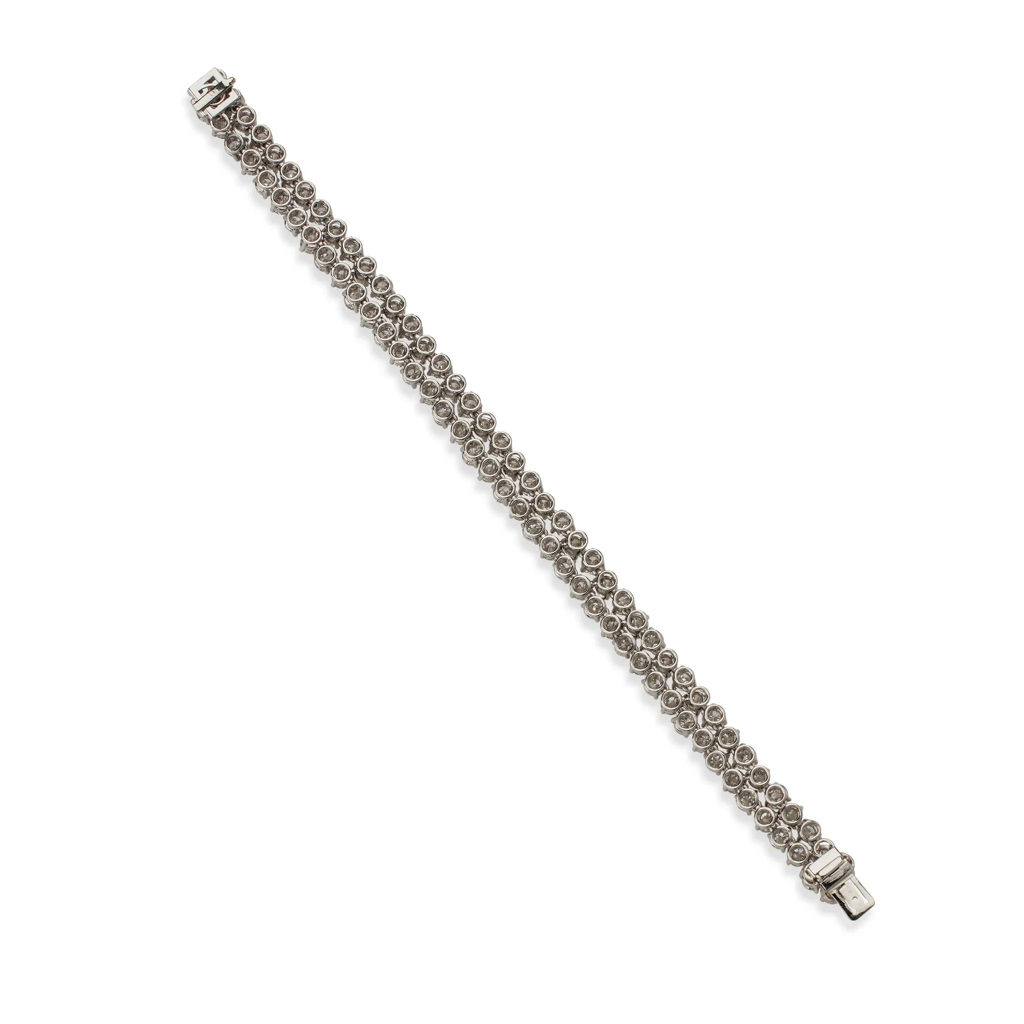 French Platinum and Diamond Double Line Bracelet, Bijouterie Bouchet