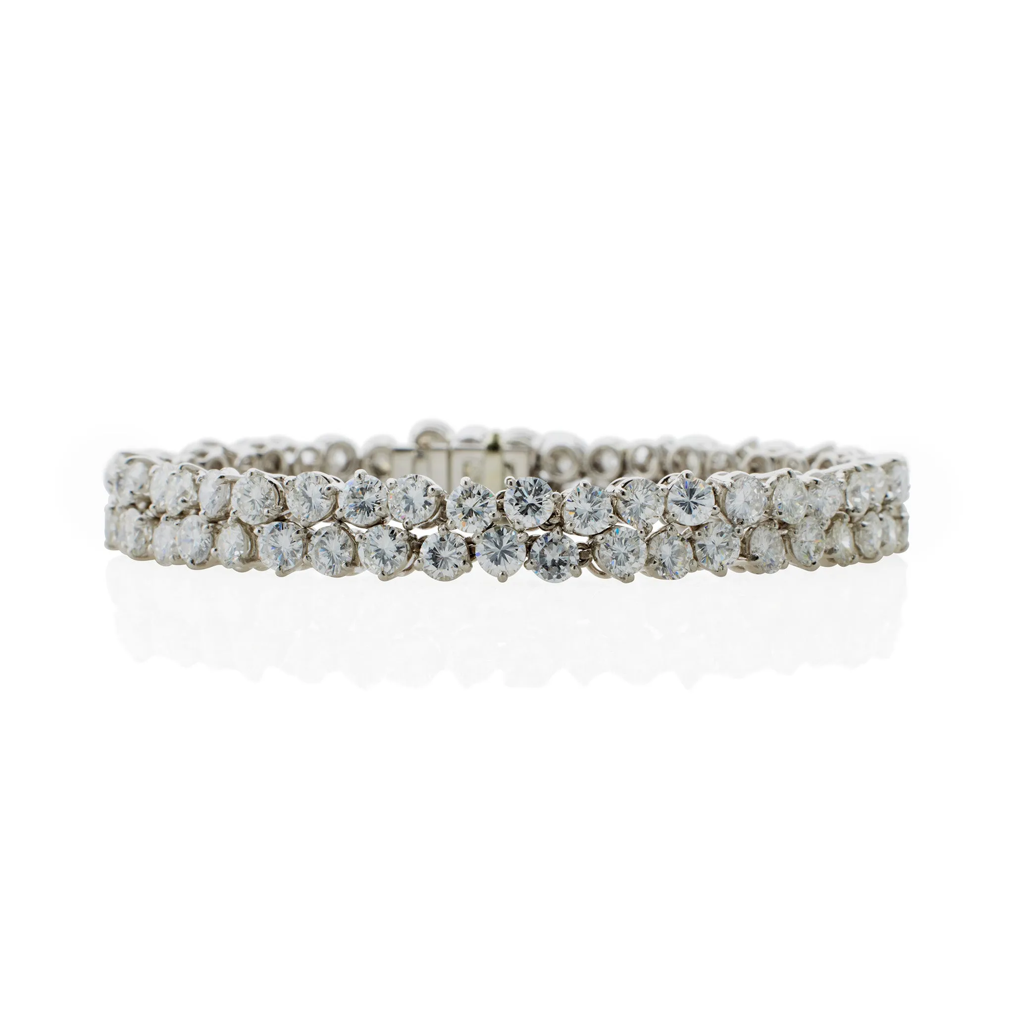 French Platinum and Diamond Double Line Bracelet, Bijouterie Bouchet