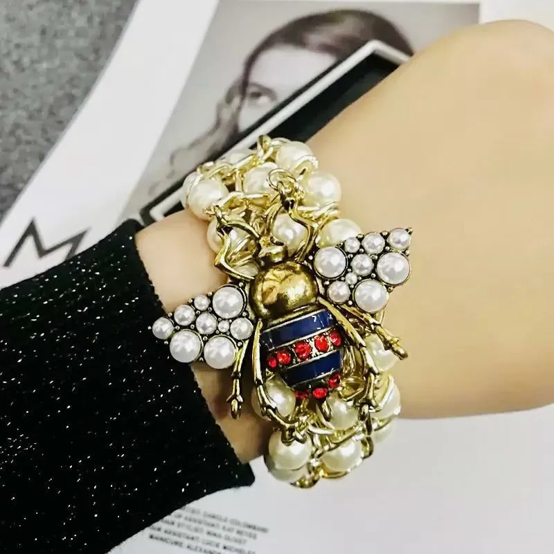 G-Vintage Bee Pearl Bracelet