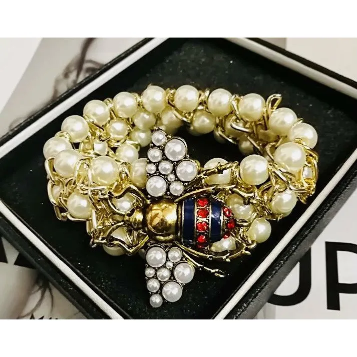 G-Vintage Bee Pearl Bracelet