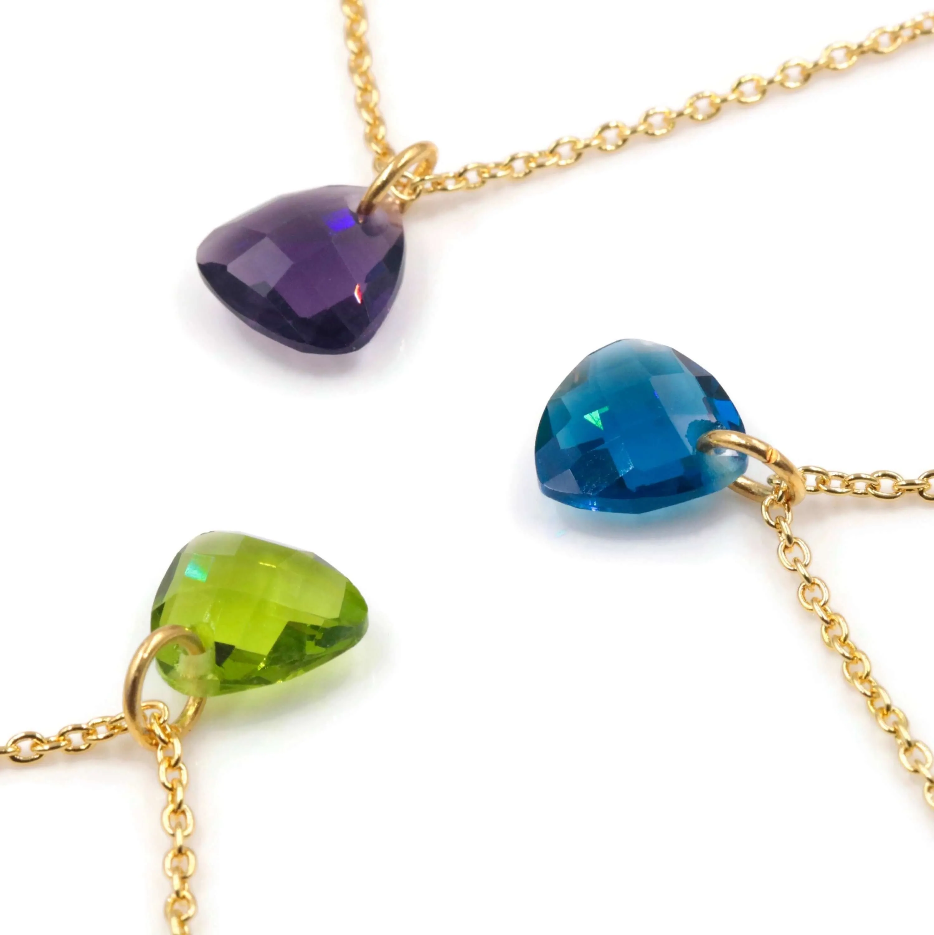 Gemstone Pendant Necklace Beautiful Trillion Gemstone Necklace Faceted Gemstone Pendant Necklace Chain Necklace Gold Plated Necklace SKU 6142251