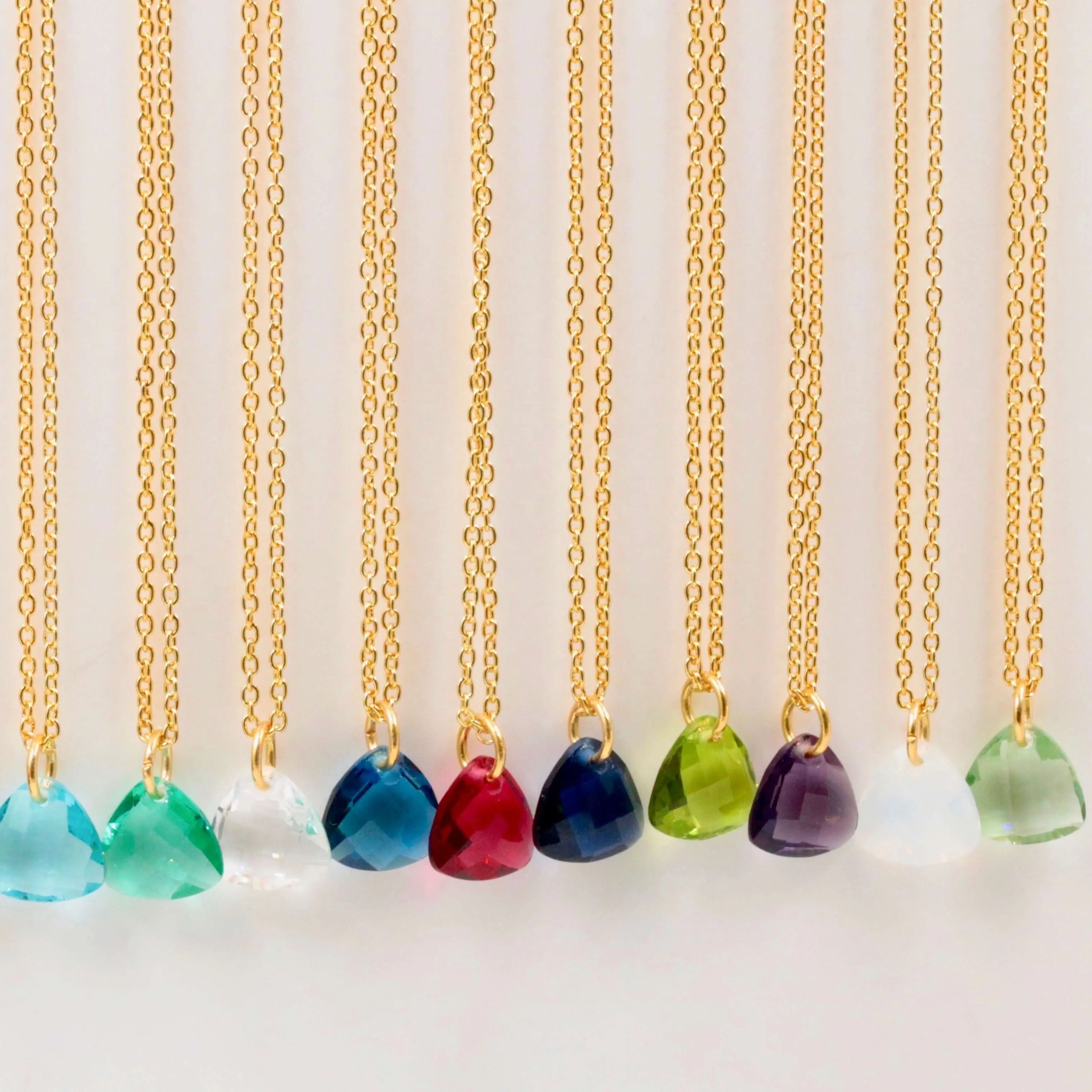 Gemstone Pendant Necklace Beautiful Trillion Gemstone Necklace Faceted Gemstone Pendant Necklace Chain Necklace Gold Plated Necklace SKU 6142251
