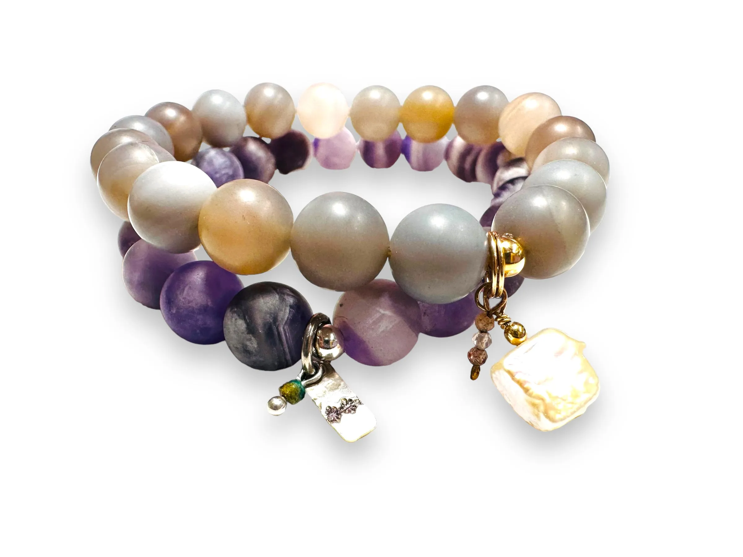 Gemstone Stretch Bracelet-Labradorite, agate, Calcite, Chalcedon