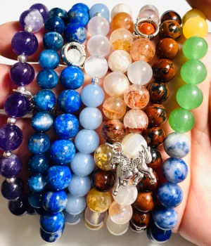 Gemstone Stretch Bracelet-Labradorite, agate, Calcite, Chalcedon
