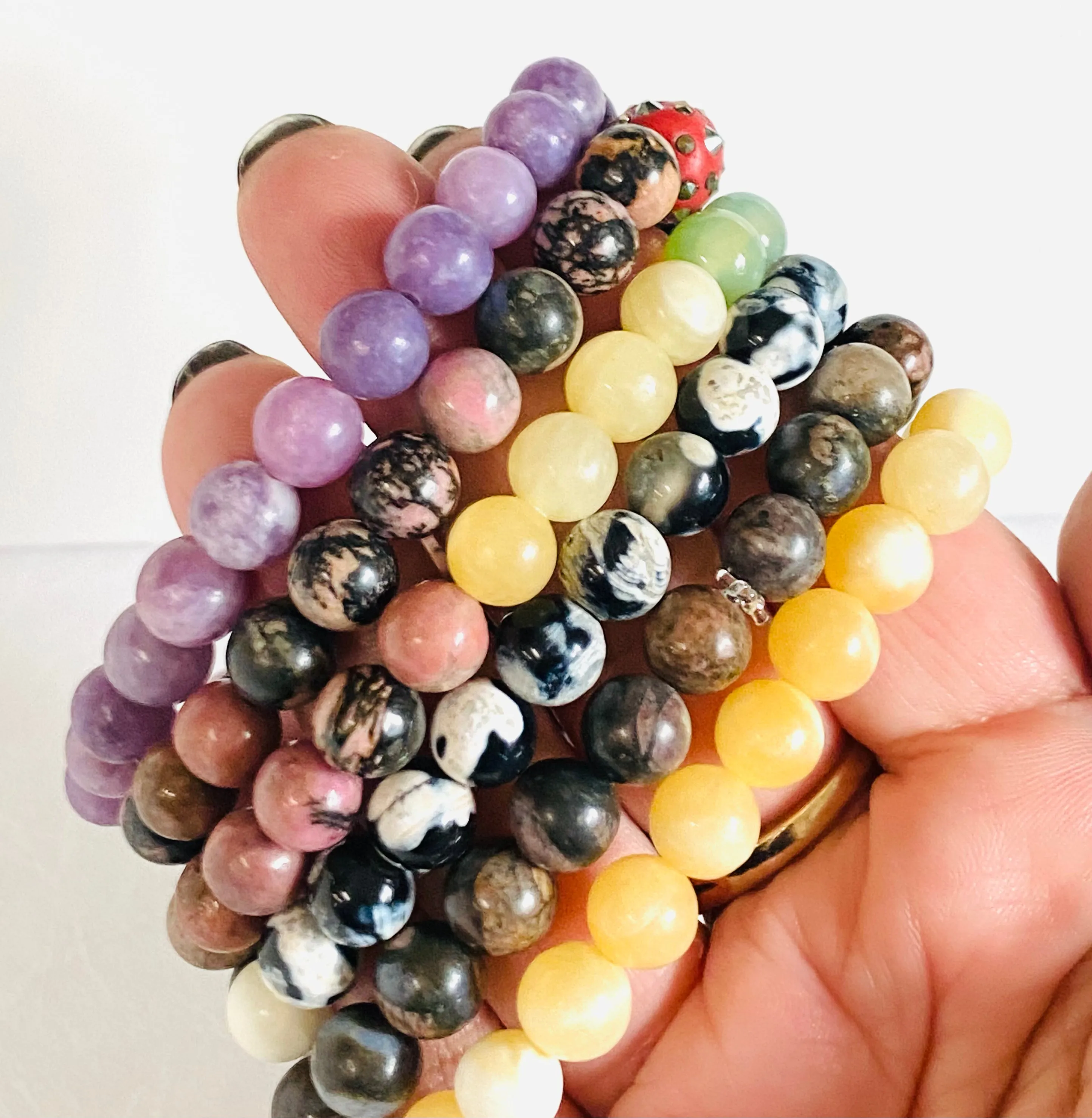 Gemstone Stretch Bracelet-Labradorite, agate, Calcite, Chalcedon