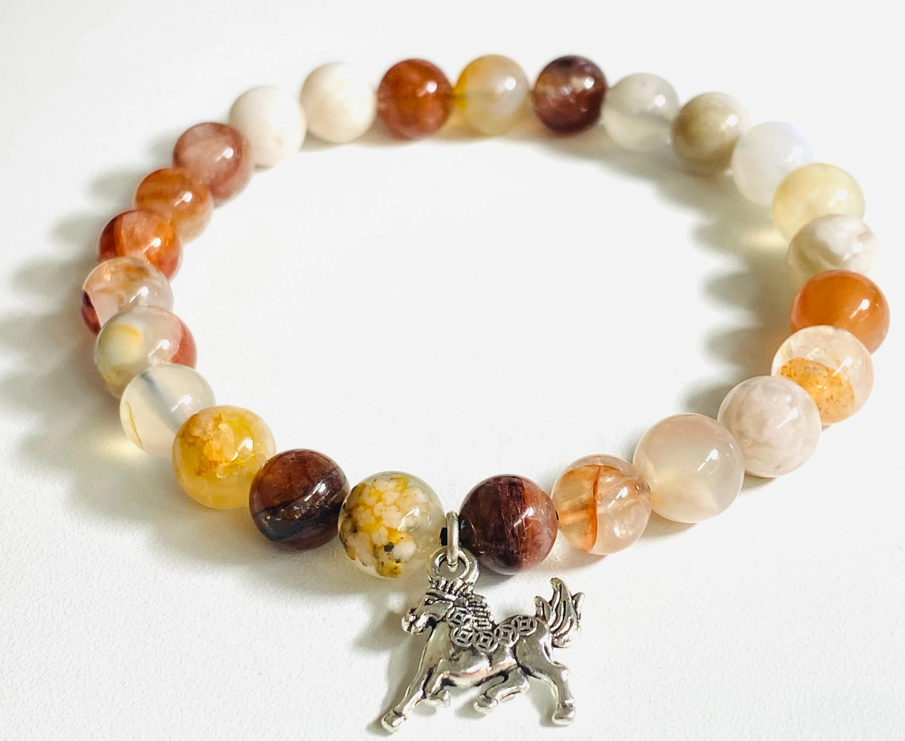 Gemstone Stretch Bracelet-Labradorite, agate, Calcite, Chalcedon
