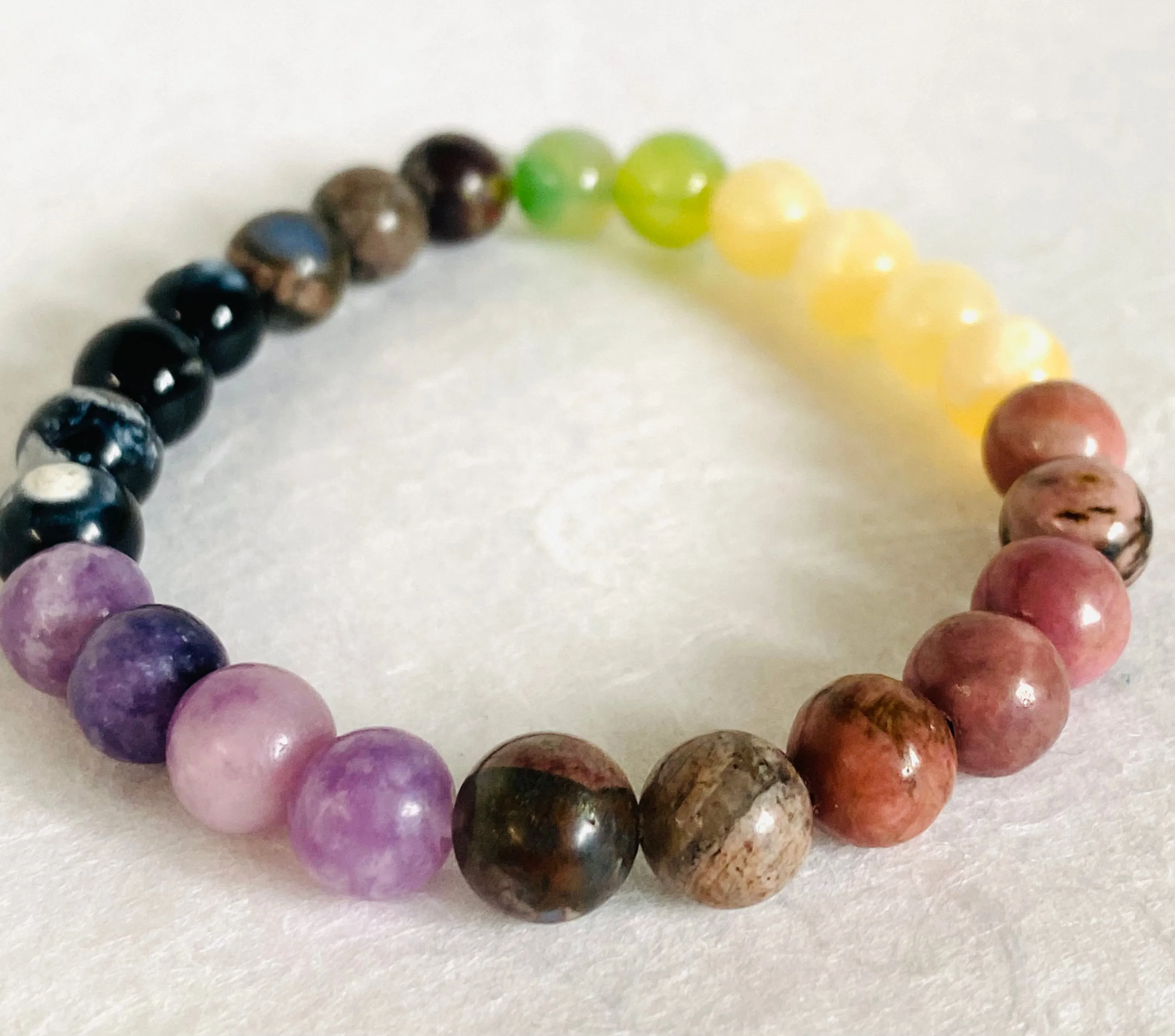 Gemstone Stretch Bracelet-Labradorite, agate, Calcite, Chalcedon