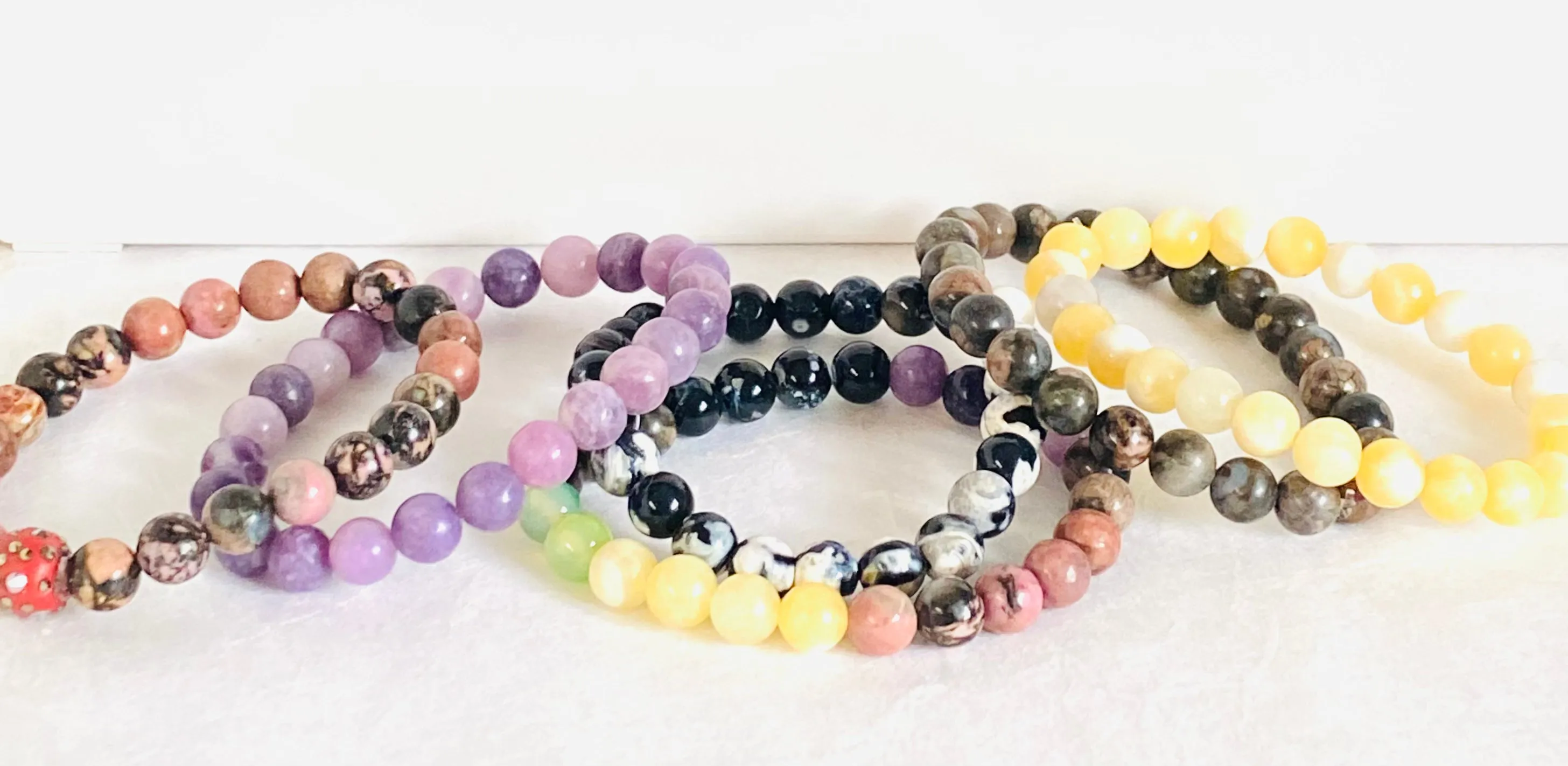 Gemstone Stretch Bracelet-Labradorite, agate, Calcite, Chalcedon