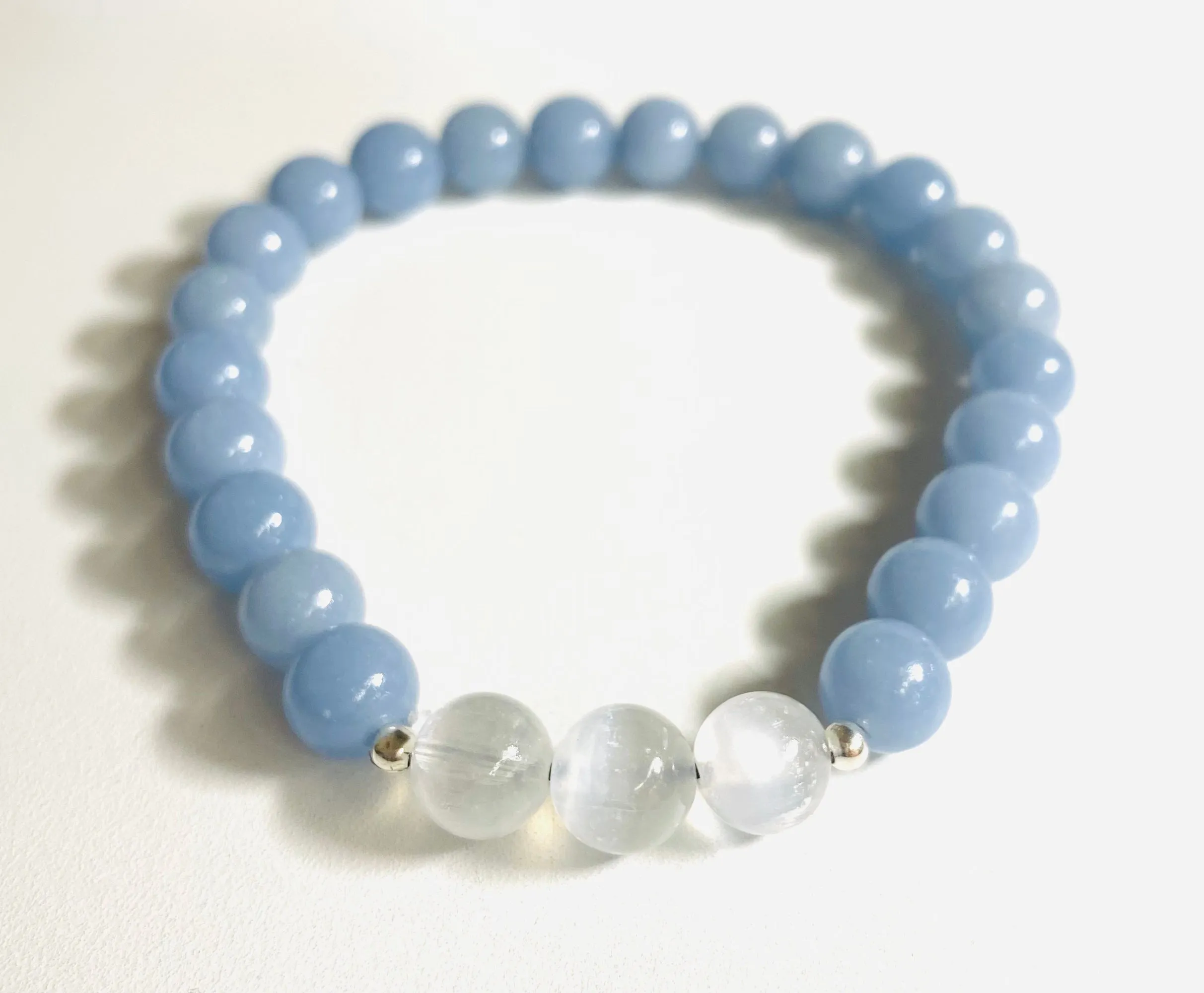 Gemstone Stretch Bracelet-Labradorite, agate, Calcite, Chalcedon