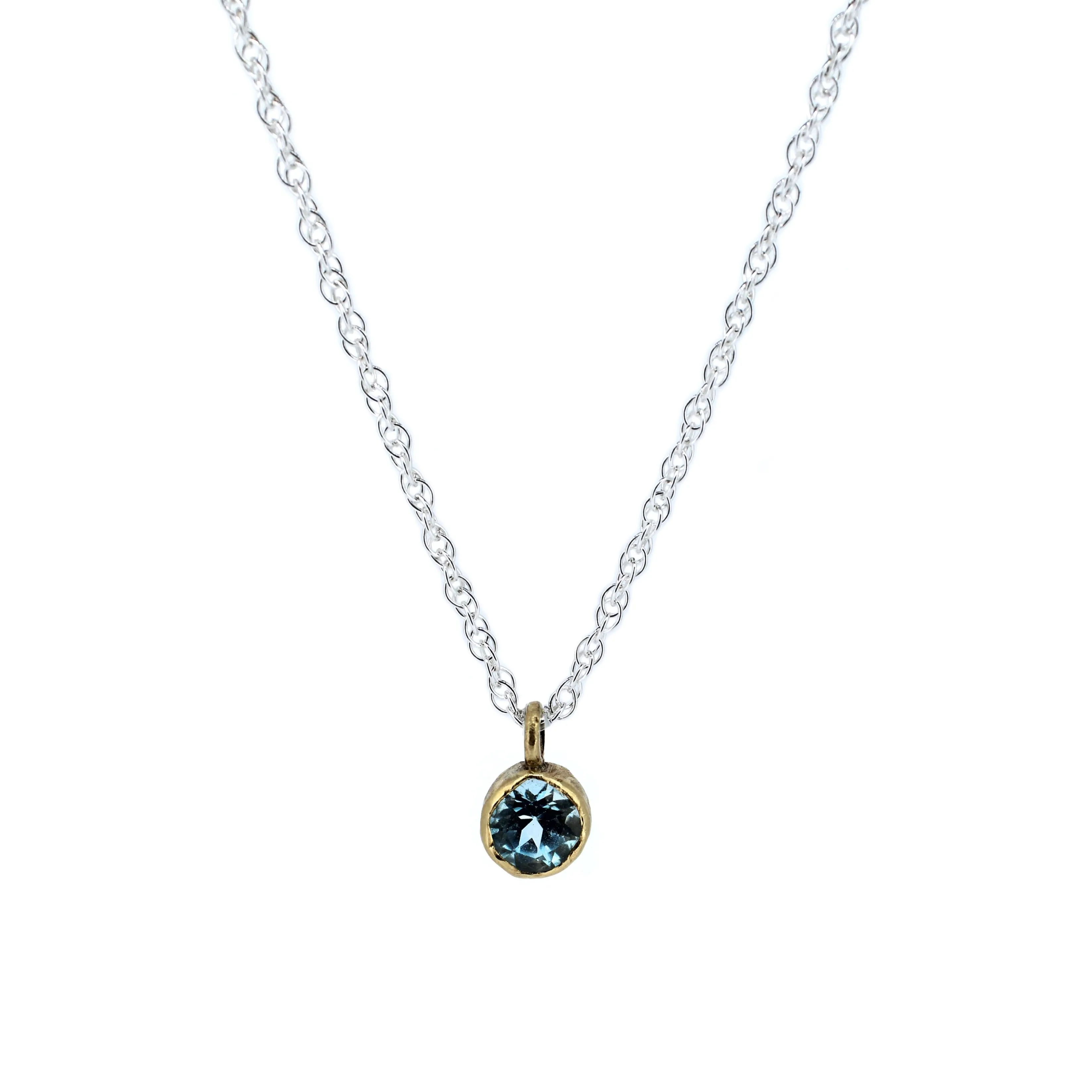 Gold Aquamarine Rope Chain Necklace