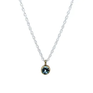 Gold Aquamarine Rope Chain Necklace