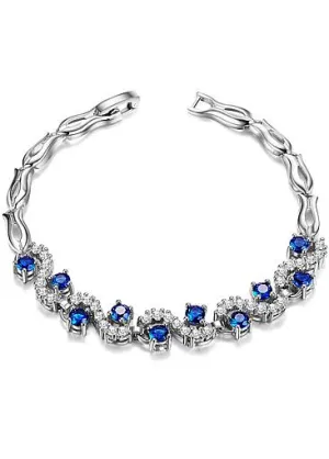 Gold Plated Bracelet Micro Pave Zirconia Wave with  Platinum