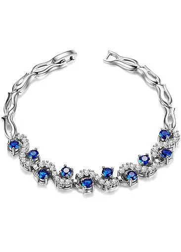 Gold Plated Bracelet Micro Pave Zirconia Wave with  Platinum