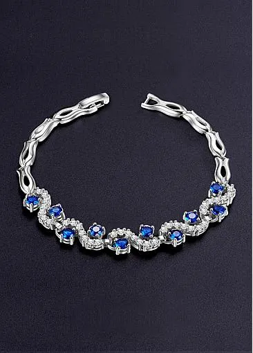 Gold Plated Bracelet Micro Pave Zirconia Wave with  Platinum