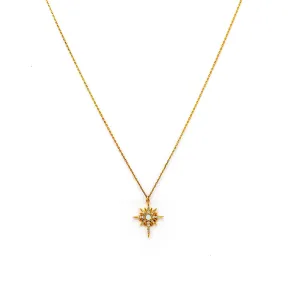 Gold Starburst with Opal Stone Center
