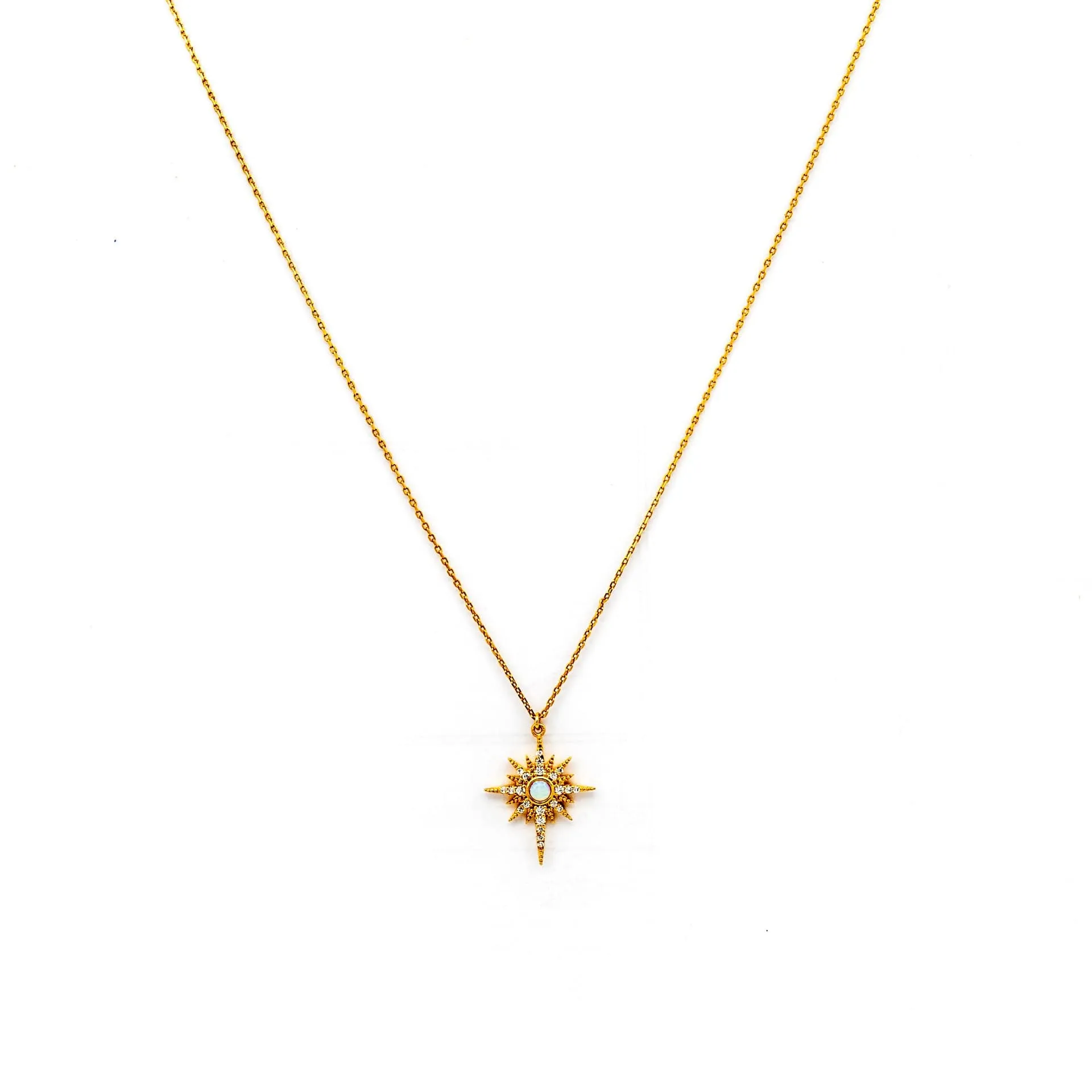 Gold Starburst with Opal Stone Center
