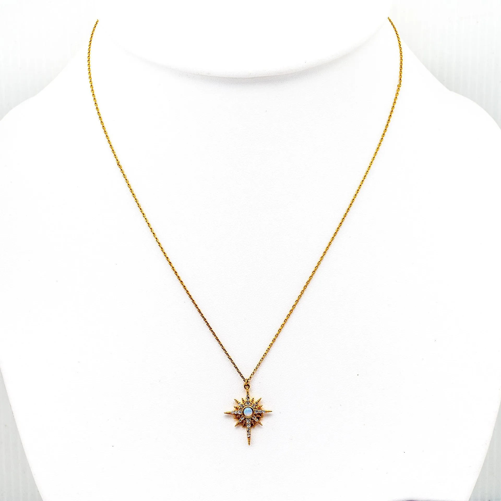 Gold Starburst with Opal Stone Center