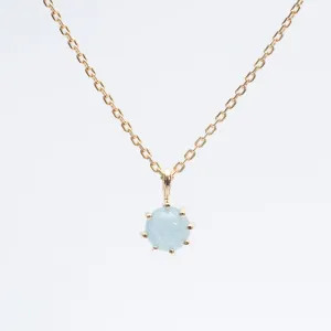 Gold Vermeil Round Claw Set Aquamarine Necklace