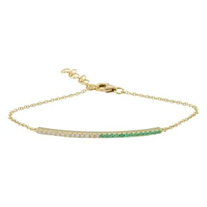 Half Diamond Half Gemstone Bar Charm Link Bracelet