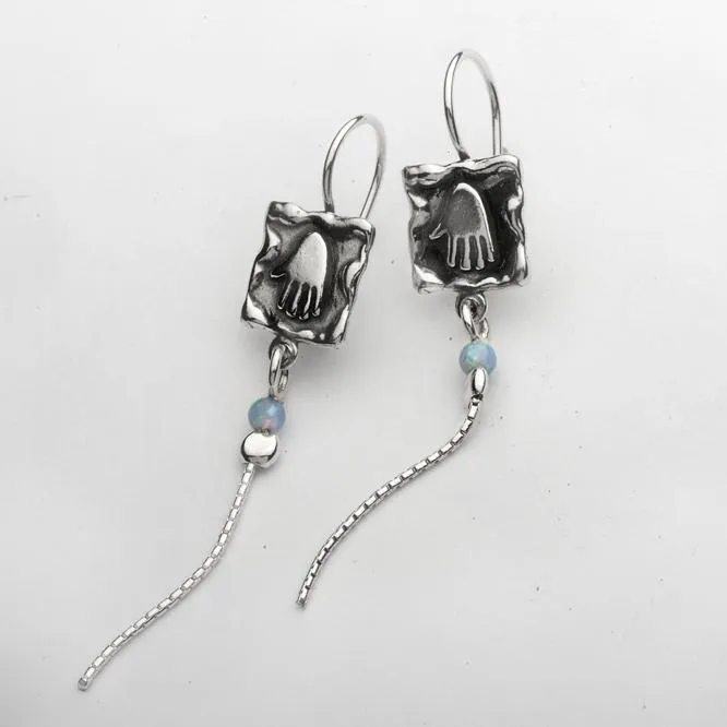 Hamsa Opal Earrings 2mm