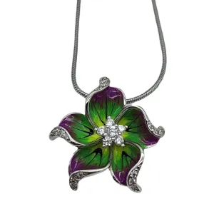 Hand Painted Hibiscus Flower Necklace