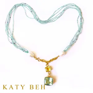 Harriet Fluorite, Pearl & Lemon Quartz Necklace