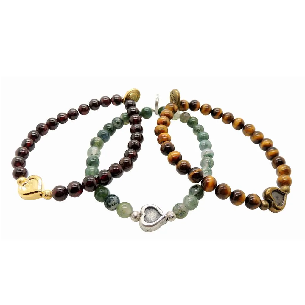 Heart Charm Gemstone Bracelet